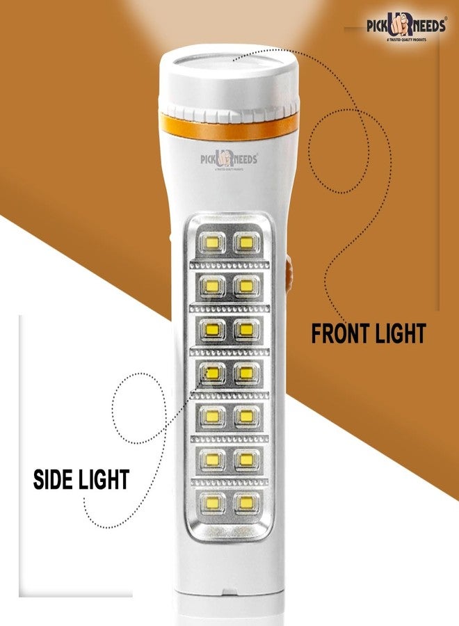 Pick Ur Needs Rechargeable 35W + 14SMD Long Range Torch Emergency Search Light Lamp with Sliding Plug for Charge - Image 2